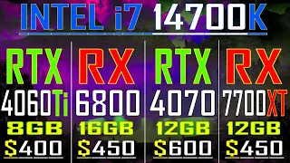 RX 6800 vs RTX 4060Ti vs RX 7700XT vs RTX 4070 || i7 14700K || NEW DRIVER ||