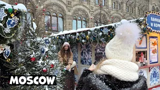 ⁴ᴷ RED SQUARE OF MOSCOW 🪆 The style of Russian girls in winter. Walk before Christmas and New Year