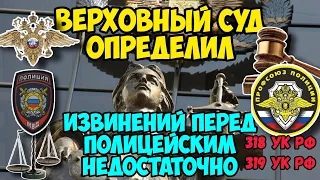 Верховный суд определил – извинений перед полицейскими  недостаточно. Статьи 318 и 319 УК РФ