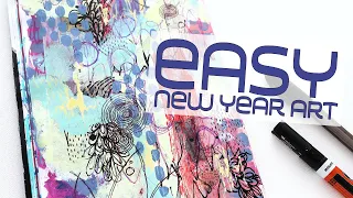 Easy New Year Mixed Media Art - HAPPY NEW YEAR!