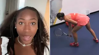 Coco Gauff REACTS to Aryna Sabalenka Smashing Her Racket After Losing US Open