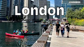 London’s Extreme Heat: Canary Wharf Financial District Walk