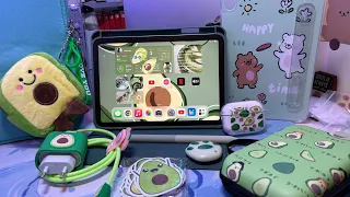 Aesthetic unboxing💕 accessories for IPad Mini 6 (purple)💜 Cute Avocado 🥑style. Anime cartoon back