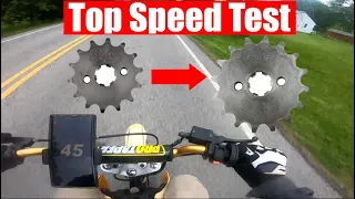 Pit Bike Speed Test - 14 Tooth vs 16 Tooth Front Sprocket 110cc