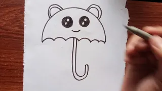 How To Draw A Cute Umbrella Kids Drawing