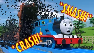 TOMICA Thomas and Friends Slow Motion Crashes: Coal Trucks SMASH into Thomas!