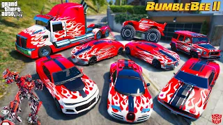 GTA 5 - Stealing RED BUMBLEBEE CARS with Franklin! (Real Life Cars #74)