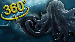 360° VR | Megalodon VS Kraken - Ocean Horror