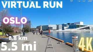 RUN with me in OSLO, NORWAY | 5.5mi (8.8km) | Treadmill Virtual RUN in 4K