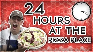 (COPS!!) 24 HOUR OVERNIGHT CHALLENGE AT A PIZZA PLACE // OVERNIGHT FORT CHALLENGE AT A RESTAURANT!