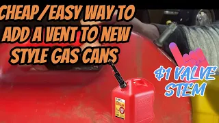 Gas can vent using an automotive valve stem-CHEAP FIX  #gas #diy #hack #fixed #diesel