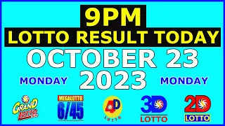 9pm Lotto Result Today October 23 2023 (Monday)