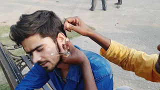 Deep Ear Cleaning By The Famous Street Barber from Kolkata(Part 1)