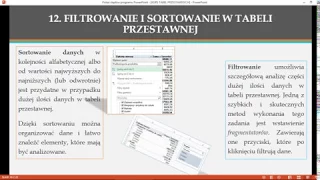 12. Filtrowanie i sortowanie w tabeli przestawnej