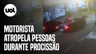 Vídeo mostra momento em que motorista embriagado atropela duas pessoas durante procissão no RS