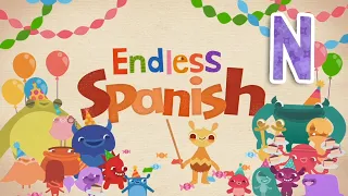 Endless Spanish Letter N - Sight Words: NEGRO, NIDO, NIÑOS, NOCHE, NUEVO, ÑAME | Originator Games