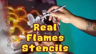 How to Airbrush Real Fire with Stencil Set by Mikes Brush