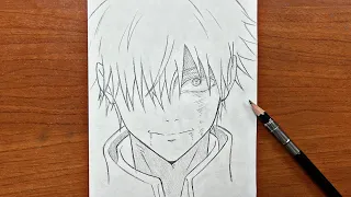 Anime drawing | How to draw gojo satoru ( injured ) step-by-step | jujutsu kaisen drawing