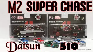 M2 Mijo Super Chase and Regular 1970 Datsun 510 & 1957 Mack hauler sets unboxed & Mooneyes 59 VW Bus