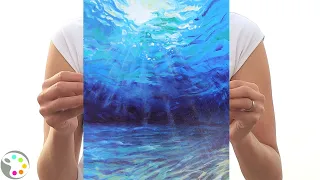 How to Paint in Acrylics | Easy Underwater Ocean Painting Tutorial | 15-20 minute painting!