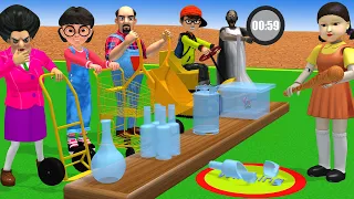 Scary Teacher 3D vs Squid Game Move Glass Bottle Over Wooden Ladder 5 Times Challenge 2 Neighbor Win