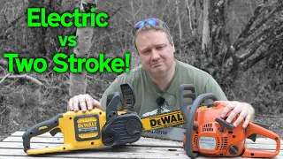 Which is Best? 54v Li-Ion DeWalt Electric Chainsaw vs. Two-Stroke Husqvarna