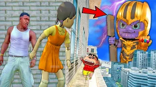 Franklin and Shinchan & Pinchan play HIDE AND KILL with Squid Game Doll In GTA 5