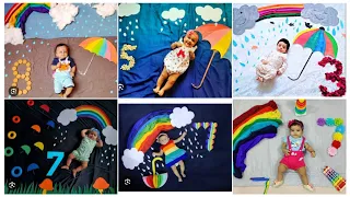 Rainbow theme Baby photoshoot ll baby photoshoot ideas at home ll themed photoshoot ideas