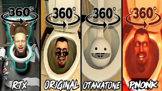 Skibidi Toilet | 360° VR Finding Challenge | ORIGINAL vs RTX vs OTAMATONE vs PHONK  (ALL EPISODES)