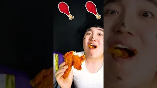 ASMR Mukbang Real Spicy Fried Chicken VS Jelly Spicy Fried Chicken EATING SOUNDS #Shorts