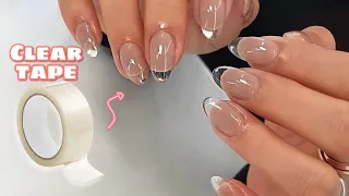 DIY CLEAR TAPE FAKE NAILS | HOW TO MAKE STRONG TAPE NAILS AT HOME 2022