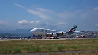 Emirates Airbus A380 take off from Nice Côte d'Azur