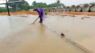 Draining A Massive Flooded Street After The Rain