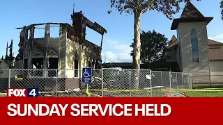 Royse City Methodist Church members hold Sunday service days after devastating fire