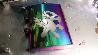 Laser Etching Rainbow Dash on a Steel Flask