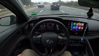 Hyundai Lane Following Assist Road Test POV - 2021 Elantra N Line