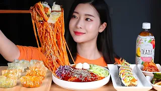 새콤달콤매콤 쫄면 김밥 고향만두 얇은피왕교자 먹방/SPICY BIBIM-NOODLES & DUMPLINGS & GIMBAP * KOREAN CASUAL FOOD ❤️MUKBANG