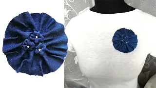 Джинсовая брошь "Цветы". Мастер класс | Denim brooch "Flowers". DIY | Broche de mezclilla "Flores"