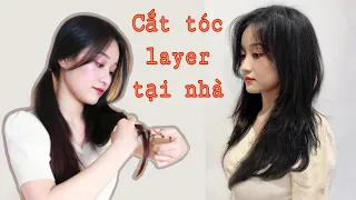 [ENG CC] Tự cắt tóc layer tại nhà | How I cut my hair at home in long layers | Long layered hair cut