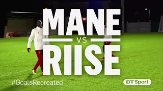 Sadio Mané attempts John Arne Riise's thunderbolt for #GoalsRecreated