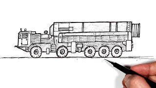 How to draw a Army Rocket Launcher Truck | Military vehicles drawing