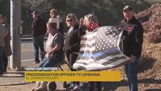 People line procession route to pay respects to Elk Grove Officer Lenehan