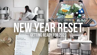 NEW YEAR RESET | my 2023 goals, creating a vision board, deep cleaning, fridge restock