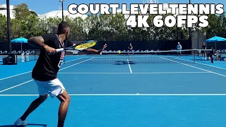 Nick Kyrgios Practice Court Level + Split Screen Side View | 2022 Australian Open (4K 60FPS)