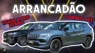 DUELO DE HÍBRIDOS! Caoa Chery Tiggo 8 Pro Hybrid encara Jeep Compass 4xe no Arrancadão #106