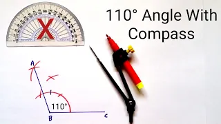 How to construct 110 degree angle with compass | 110 Degree Angle with Compass