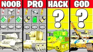 Minecraft Battle: SUPER TANK CRAFTING CHALLENGE - NOOB vs PRO vs HACKER vs GOD ~ Animation