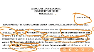 #SOL DU last chance to submit examination fees OBE june exam 2021