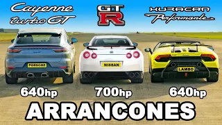 Lamborghini Performante vs 700hp GT-R vs Cayenne Turbo GT: ARRANCONES