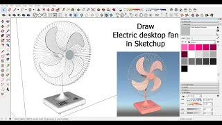 Electric desktop fan in sketchup
